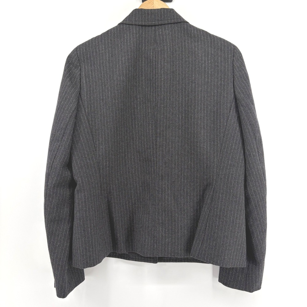 Jones New York Petite Wool Blazer Charcoal Gray Pinstripe Single Button 8P - Picture 4 of 9